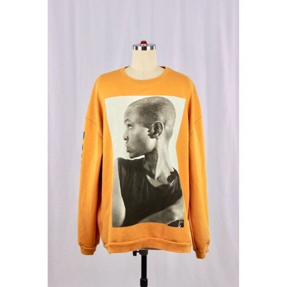 Zara Tops Zara Orange Dont Leave Graphic Oversized Crew Neck Jersey